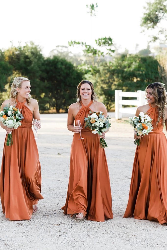 Simple Long Halter Bridesmaid Dresses, A-Line Backless Sexy Bridesmaid Dress STC15392