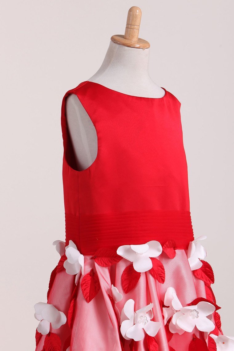 New Arrival Flower Girl Dresses A Line Scoop Satin & Tulle With Handmade