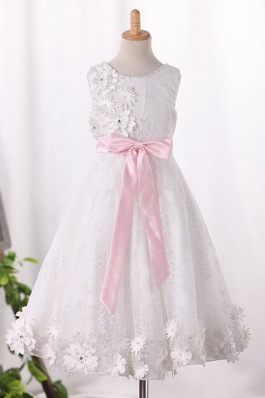 Scoop A Line Lace Flower Girl Dresses