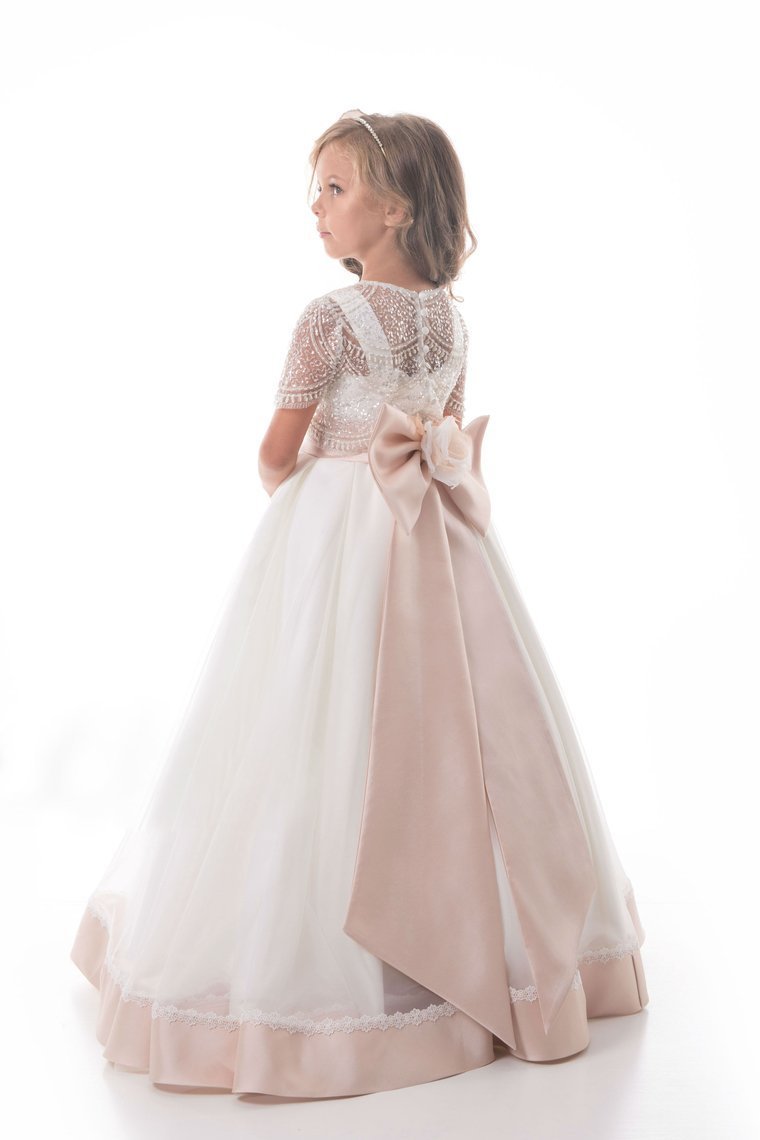 2024 Flower Girl Dresses A Line Scoop Beaded Bodice Tulle With
