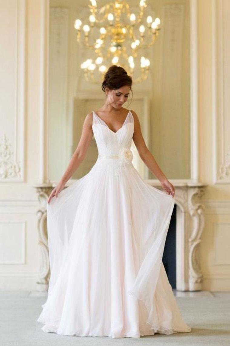 Floor Length V Neck Sleeveless Chiffon Beach Wedding Dress With STCP3HX82S3