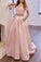 Two Piece Off the Shoulder Blush Pink Prom Dresses with Pockets, Long Lace Prom Gowns STC15445
