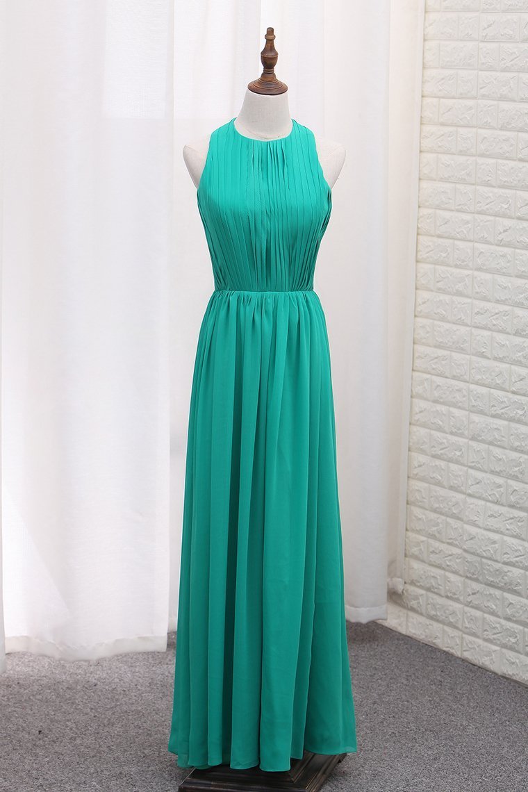 Sexy Open Back A Line Prom Dresses Scoop Chiffon