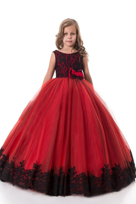 2024 Flower Girl Dresses Ball Gown Scoop Tulle With Applique And Bow