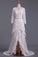 2024 Asymmetrical Wedding Dresses V Neck Mid-Length Sleeves With Applique And Sash Tulle