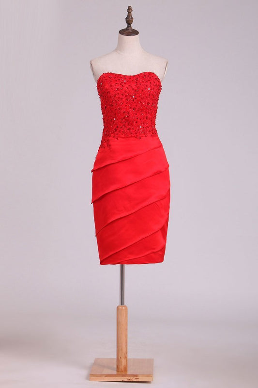 Sheath Mother Of The Bride Dresses Strapless With Beading And Applique
