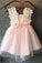 Cute Pink Tulle Bow Lace Beads Cap Sleeve Flower Girl Dresses Wedding Party Dress