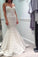 Elegant Mermaid Sweetheart Lace Court Train Wedding Dress with Spaghetti Straps