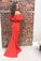 Flounced Off the Shoulder Satin Prom Dresses Two Piece Mermaid Long Formal Dress