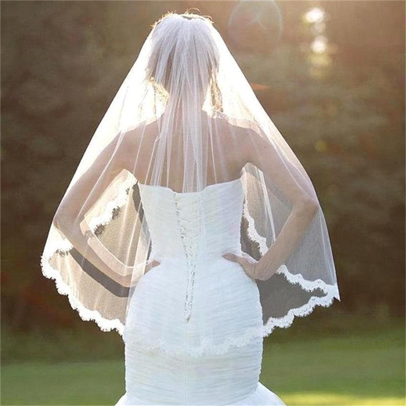 Simple One Layer Short Tulle Wedding Veils