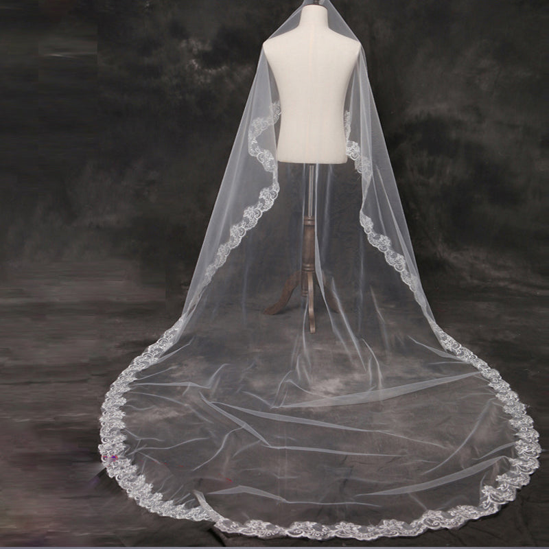 Long Lace Edge Bridal Wedding Accessories Mariage Bride Wedding Veil