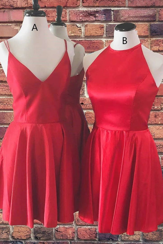 A-Line Red Short Homecoming Dresses