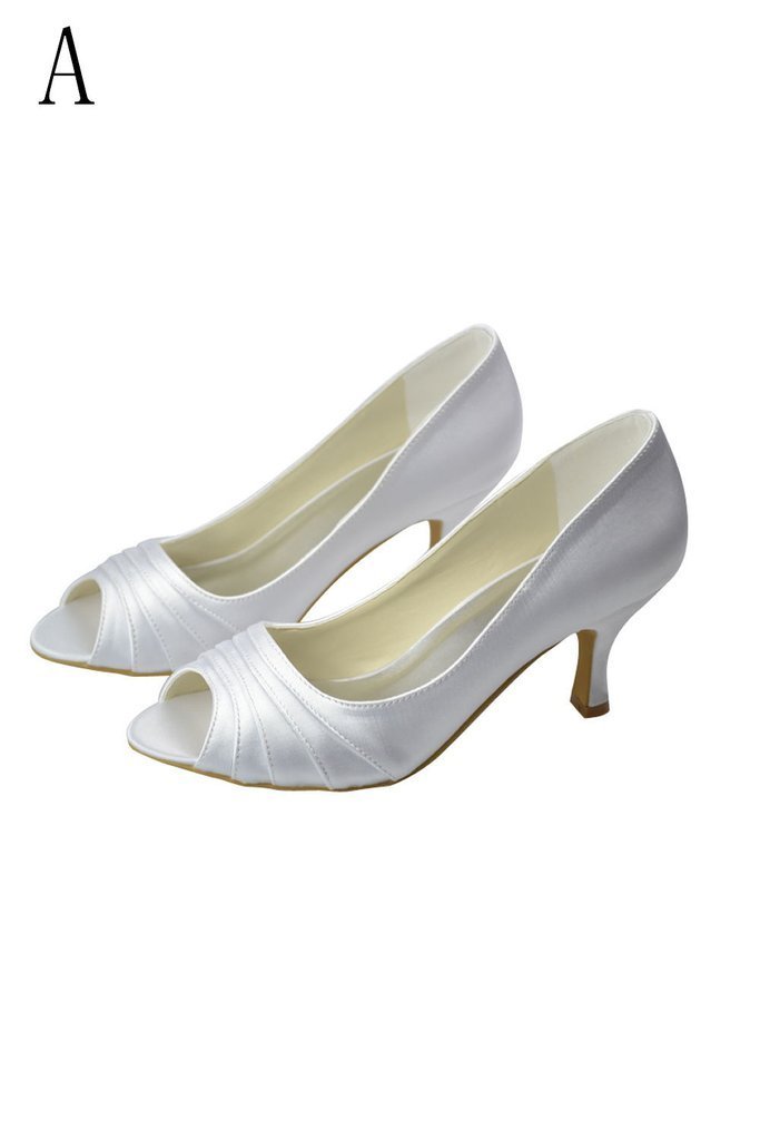 Beautiful White Peep Toe High Heel Handmade Comfy Wedding Shoes