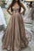 Puffy Sleeveless Sequined Court Train Prom Dress, Sparkly Sequin Evening Dresses STC15312