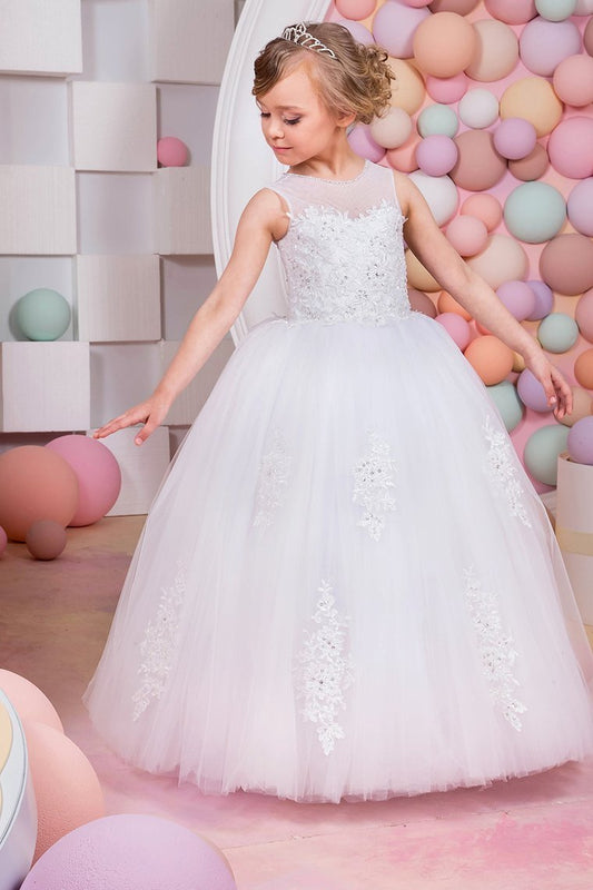 2024 Flower Girl Dresses Ball Gown Scoop Tulle With