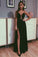 A Line Black Beads Chiffon Prom Dresses with Appliques Split Long Evening STC20380