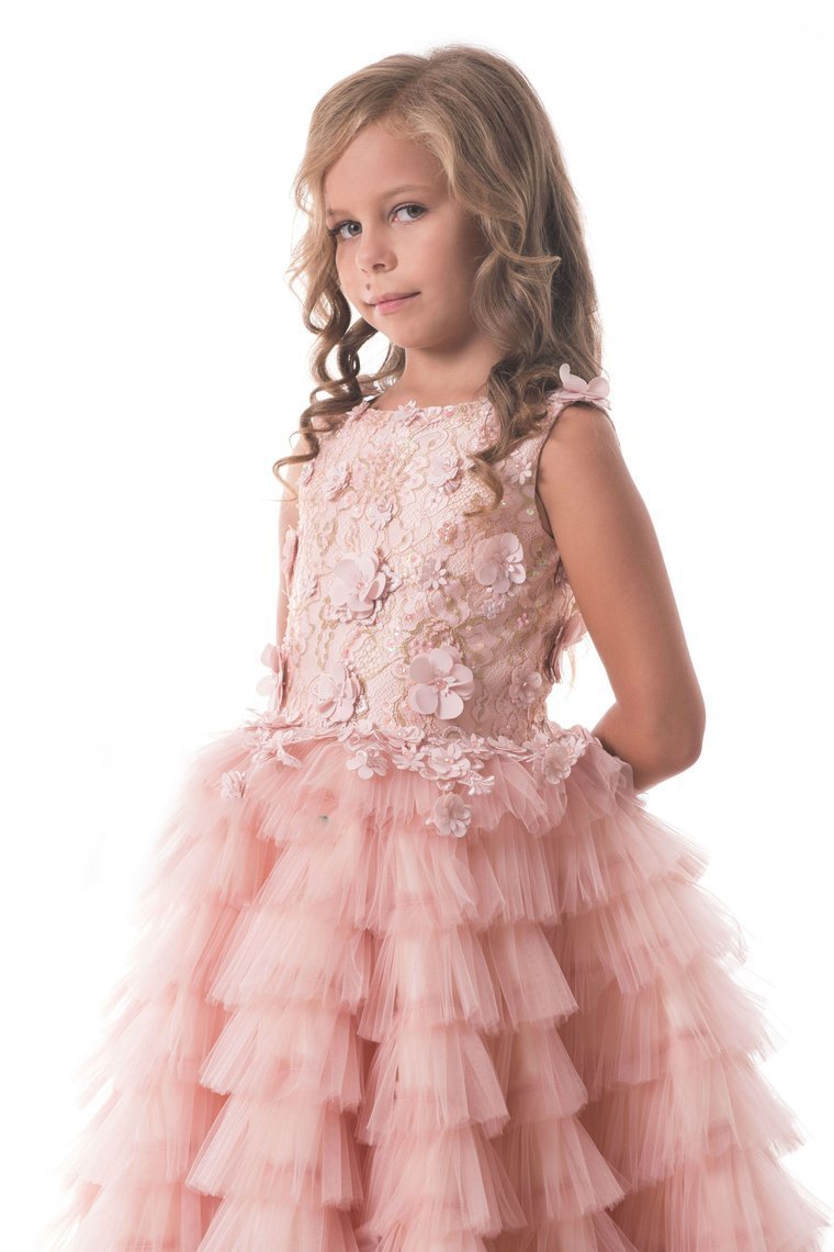 2024 Scoop Flower Girl Dresses A Line Tulle With Handmade Flowers