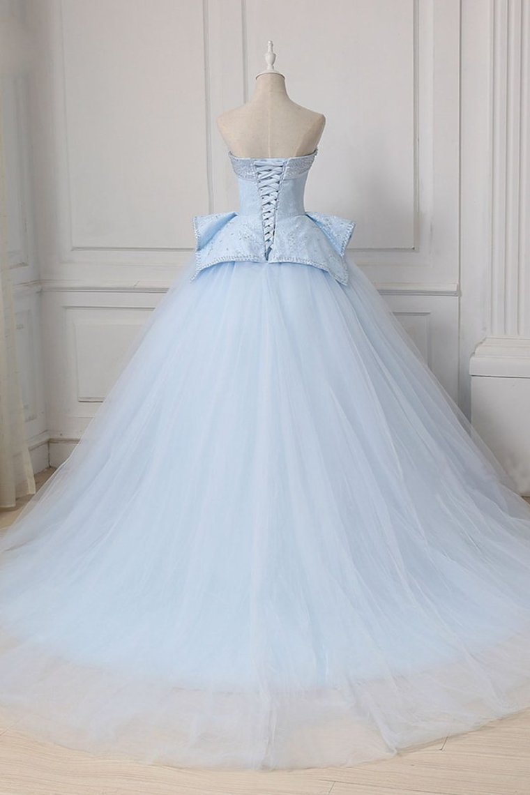Sweetheart Ball Gown Beading Tulle Prom Dress Court Train Quinceanera STCP5FLTMDC