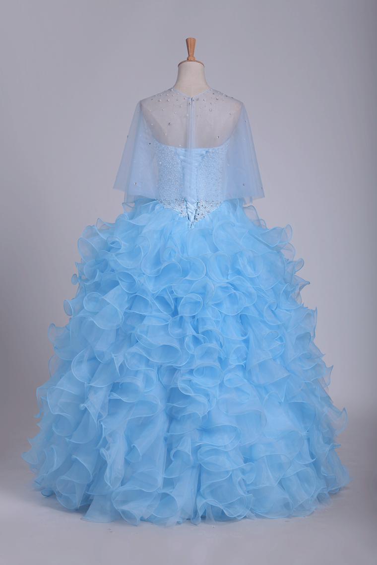 2024 Ball Gown Quinceanera Dresses Sweetheart Beaded Bodice Organza