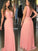 Elegant V Neck Chiffon Coral Straps V Neck Prom Dresses with Belt, Long Evening Dresses STC15212