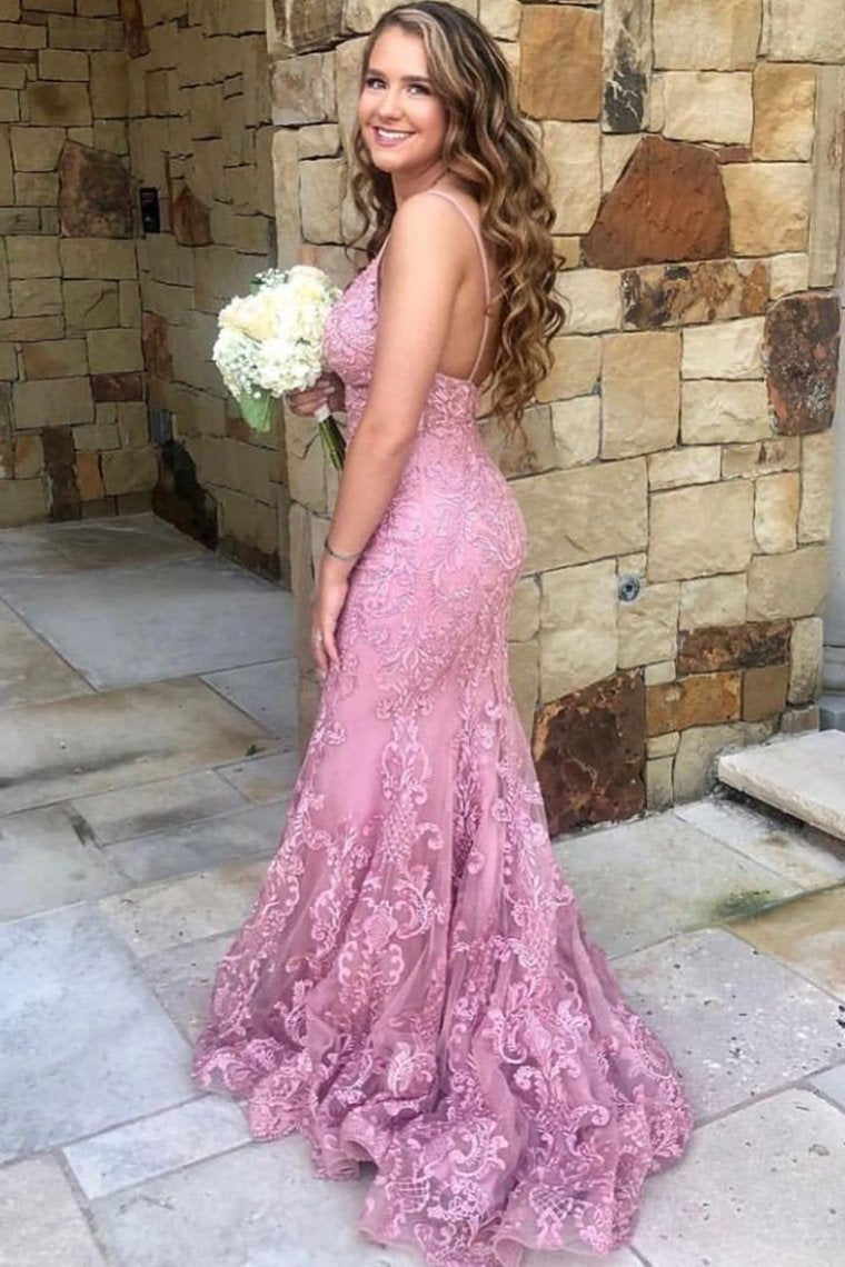Straps Mermaid All Over Lace Prom