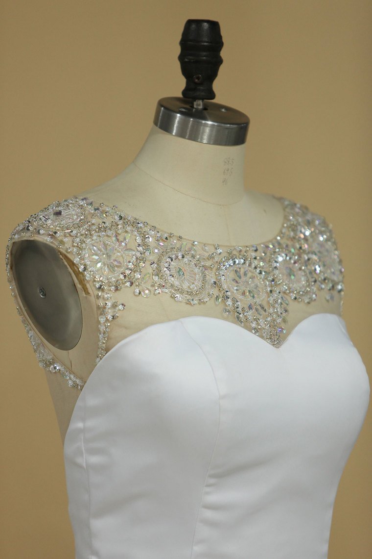 Scoop Mermaid Wedding Dresses Spandex With Beads