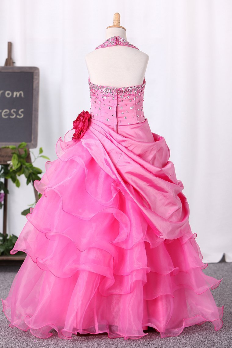 2024 Ball Gown Halter Flower Girl Dresses Floor Length