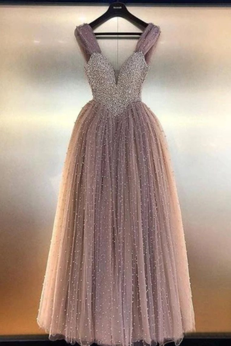 Prom Dresses A Line Tulle With Beading Bodice Floor