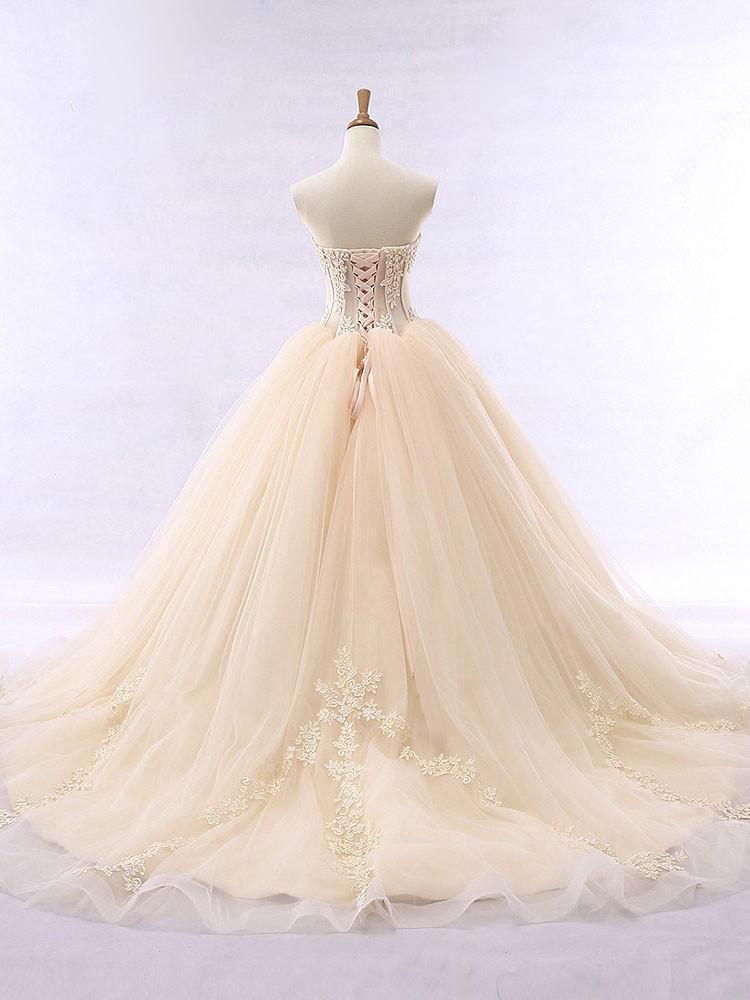 Chic Ball Gowns Strapless Sweetheart Tulle Lace up Modest Cheap Lace Long Prom Dresses