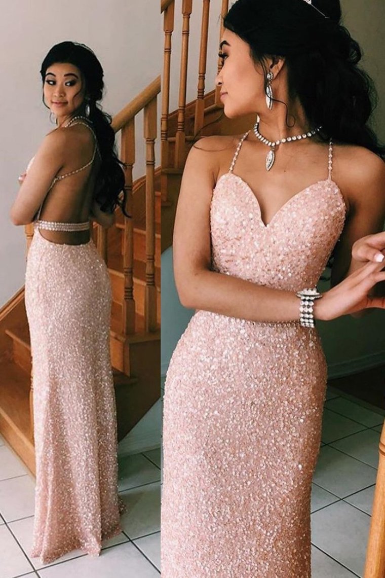 Sparkling Sequined Prom Dress With Open