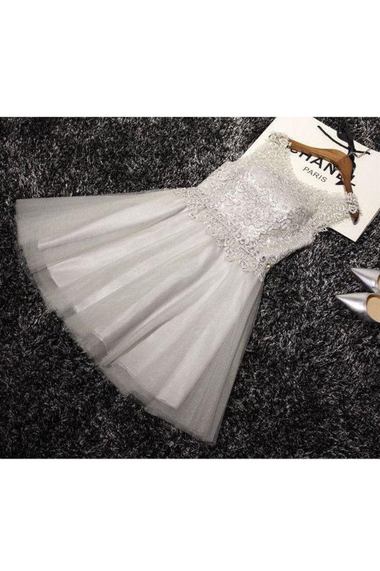 New Arrival Scoop Tulle & Lace Homecoming Dresses With Sash A