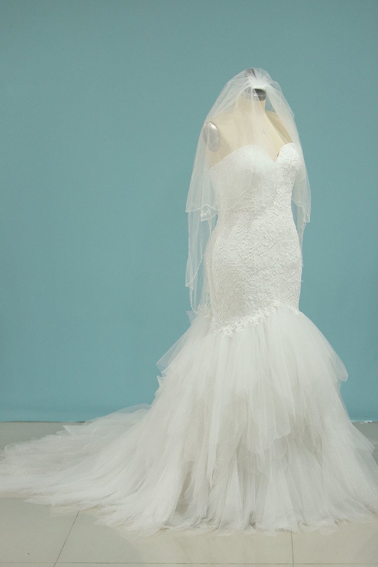 New Arrival Sweetheart Tulle With Applique Mermaid Wedding