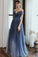 Charming A Line Blue Ombre Tulle Prom Dresses with Open Back, Evening STC20394