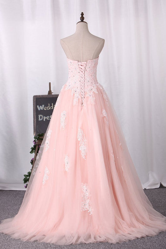 2024 Quinceanera Dresses Ball Gown Sweetheart With Applique Tulle