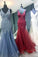 Elegant Mermaid V Neck Straps Tulle Long Prom Dresses Cheap Evening Dresses STC14975