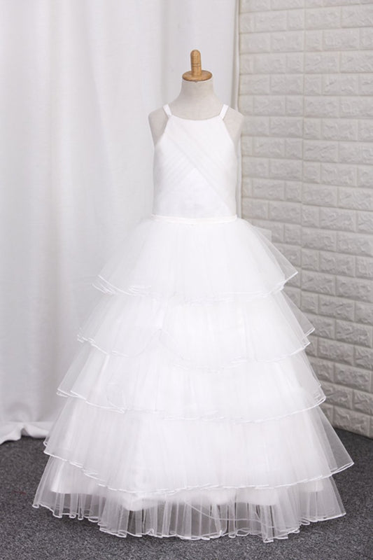 2024 Tulle With Ruffles And Handmade Flower A Line Flower Girl