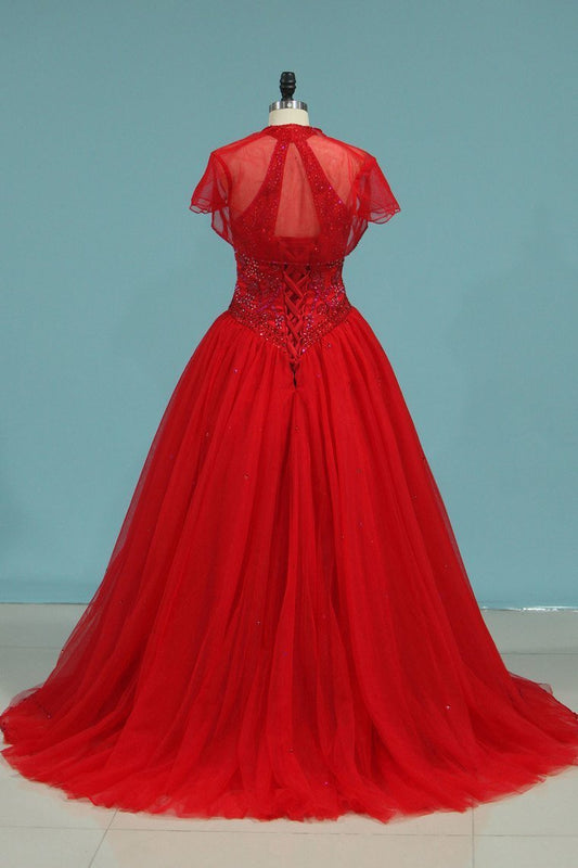 2024 High Neck Quinceanera Dresses Ball Gown With Beading Court