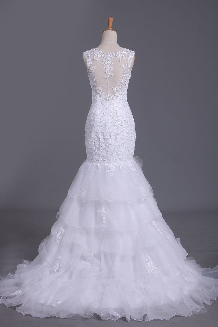Wedding Dresses Straps Organza With Applique And Beads