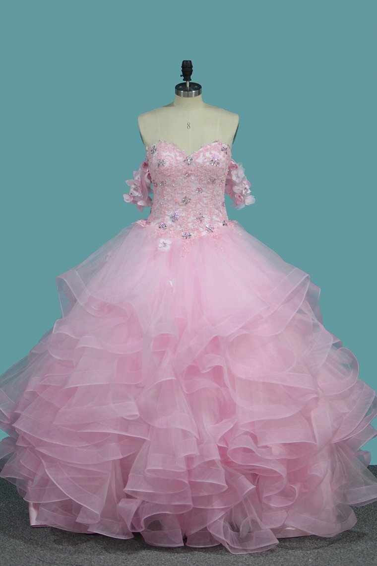 2024 Tulle Ball Gown Sweetheart Quinceanera Dresses With Applique