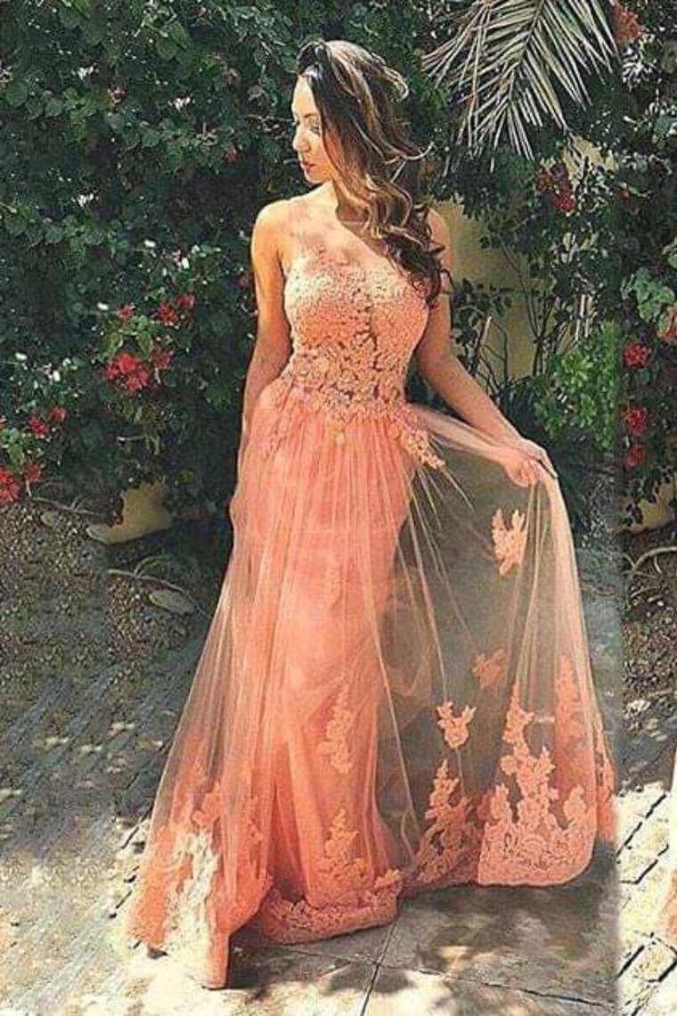 V Neck Prom Dresses A Line Tulle With