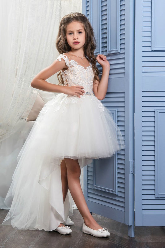 2024 Asymmetrical Scoop With Applique Flower Girl Dresses A Line