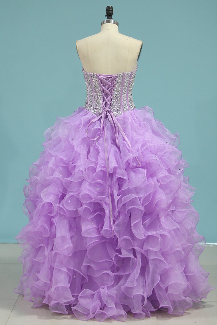 2024 Prom Dresses Ball Gown Sweetheart Organza Floor Length Quinceanera