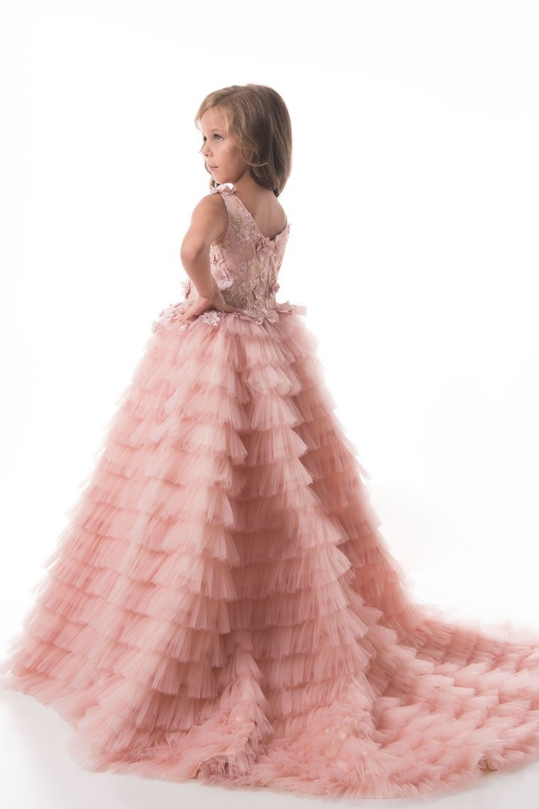 2024 Scoop Flower Girl Dresses A Line Tulle With Handmade Flowers