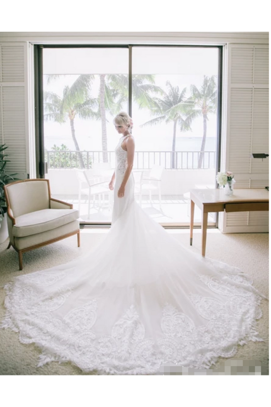 Sexy Appliqued Beach Wedding Dress With Racerback Illusion Neckline Wedding STCPBN4L9Q7