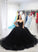 Sweetheart Tulle Ball Gown Black Formal Prom Dresses, Sleeveless Lace up Evening Dresses STC15442