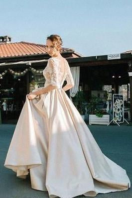 2024 Half Sleeves Lace Modest Long Custom Made Wedding Dresses
