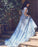 Elegant Spaghetti Straps Lace Flower Light Blue Sleeveless Zipper Tulle Prom Dresses