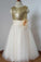 Gold Sequin Cream Tulle Ivory Scoop Flower Girl Dress with Flower Dress for Wedding Party