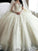 Ball Gown Scoop Cathedral Train Long Sleeves Lace Applique Tulle Wedding Dresses TPP0006377