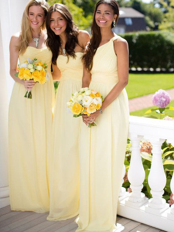 A-Line/Princess Sleeveless Floor-Length Chiffon Bridesmaid Dresses TPP0005574
